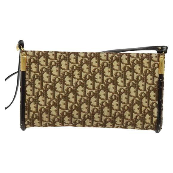 DIOR Trotter Canvas Shoulder Bag Brown Gold - Picture 3 of 11